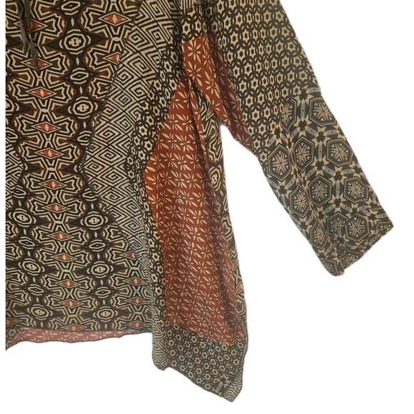Johnny Was Breeland Geo Printed Tie Front Tunic XL Indie Core City Lightweight - Picture 5 of 9